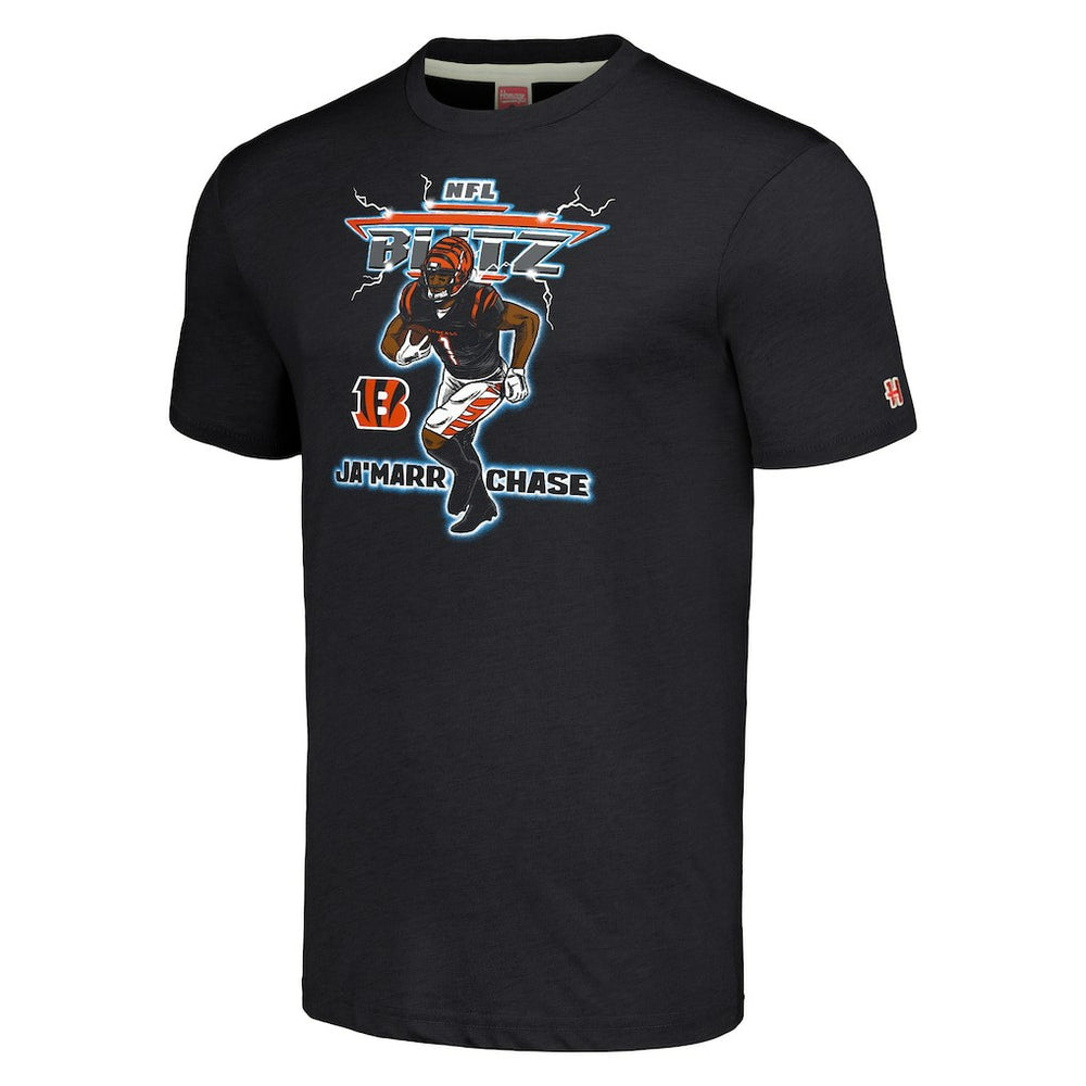 Cincinnati Bengals  Ja'Marr Chase  Homage Unisex NFL Blitz Player Tri-Blend T-Shirt
