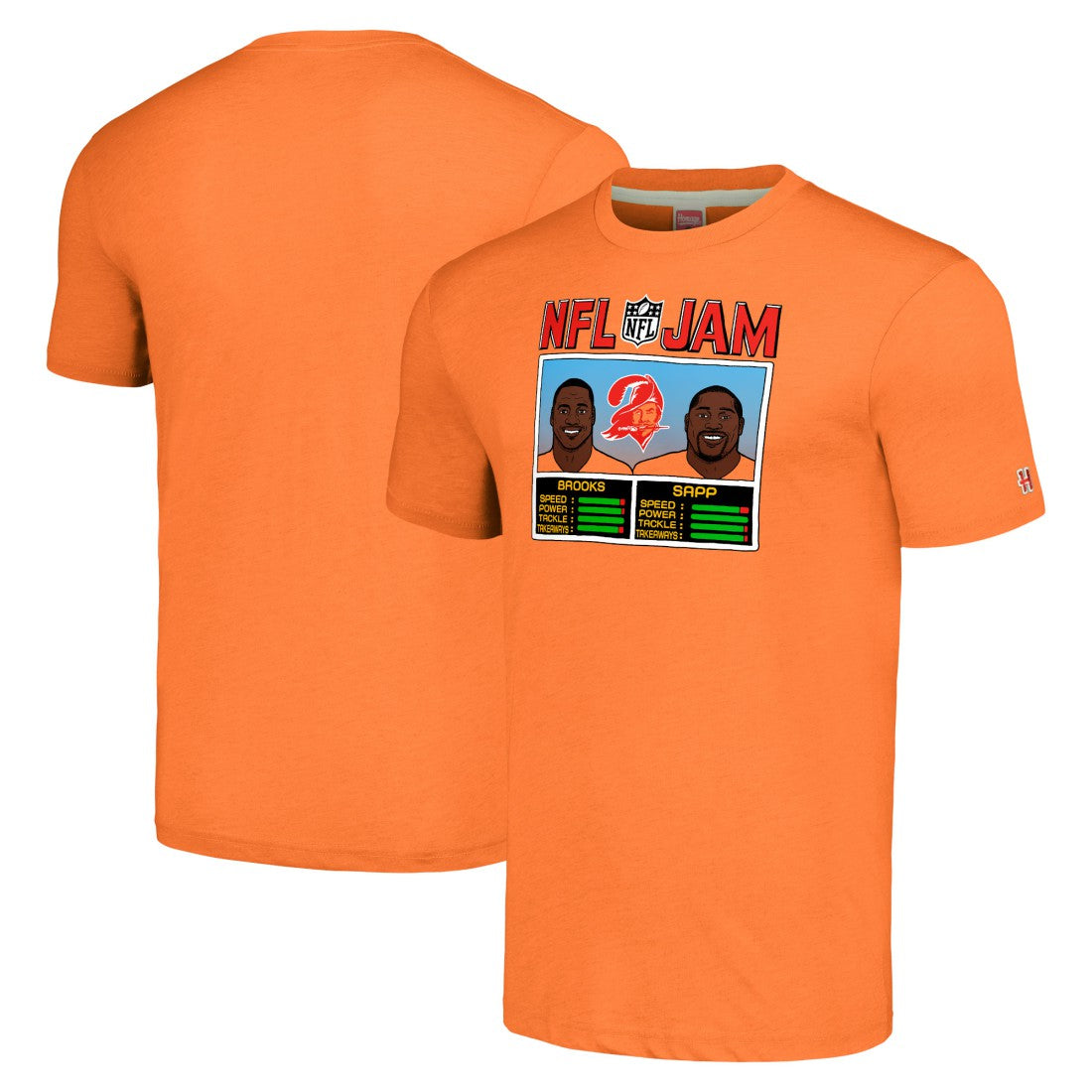 Tampa Bay Buccaneers  Derrick Brooks & Warren Sapp  Homage Unisex NFL Jam Retired Tri-Blend T-Shirt