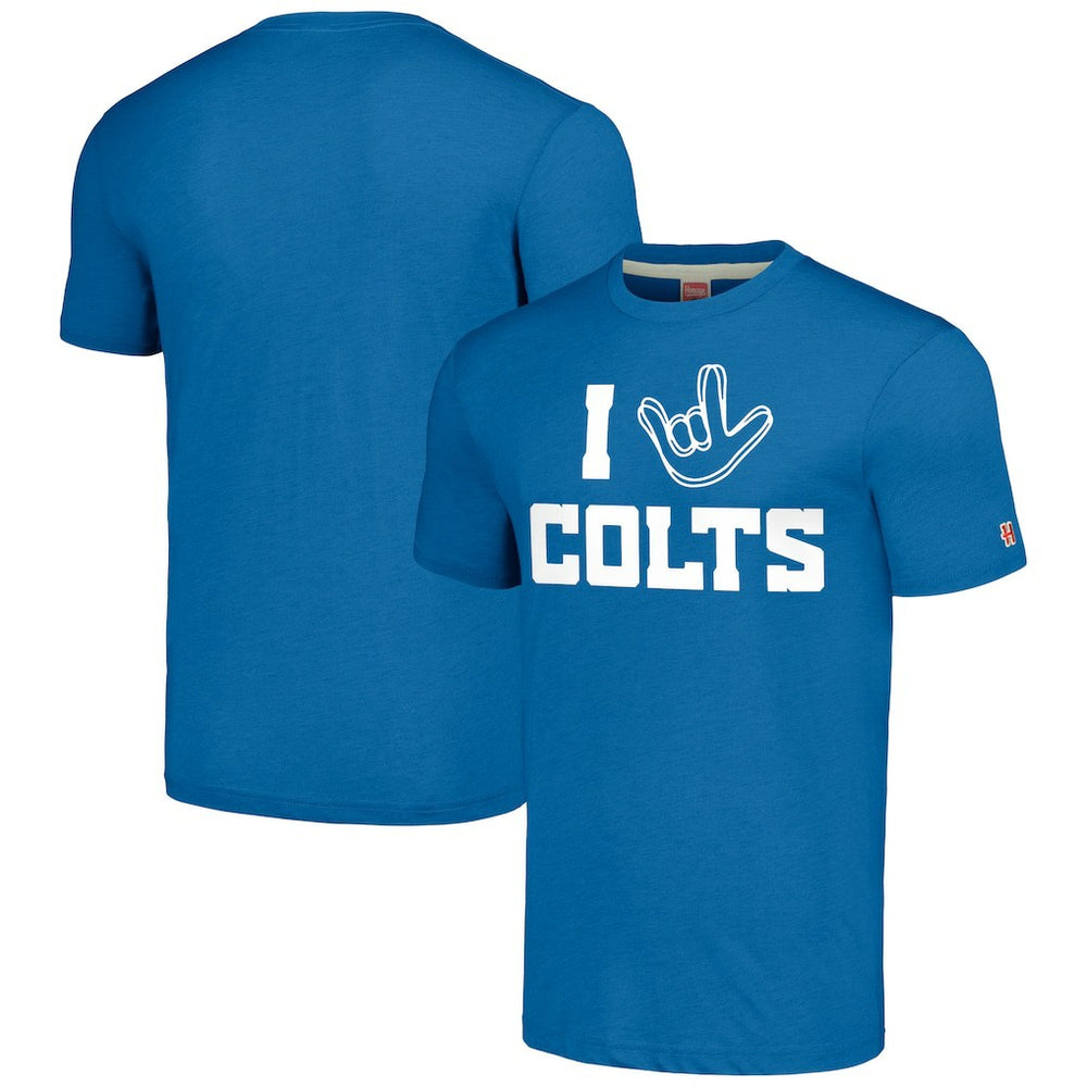 Indianapolis Colts  Homage Unisex The NFL ASL Collection by Love Sign Tri-Blend T-Shirt