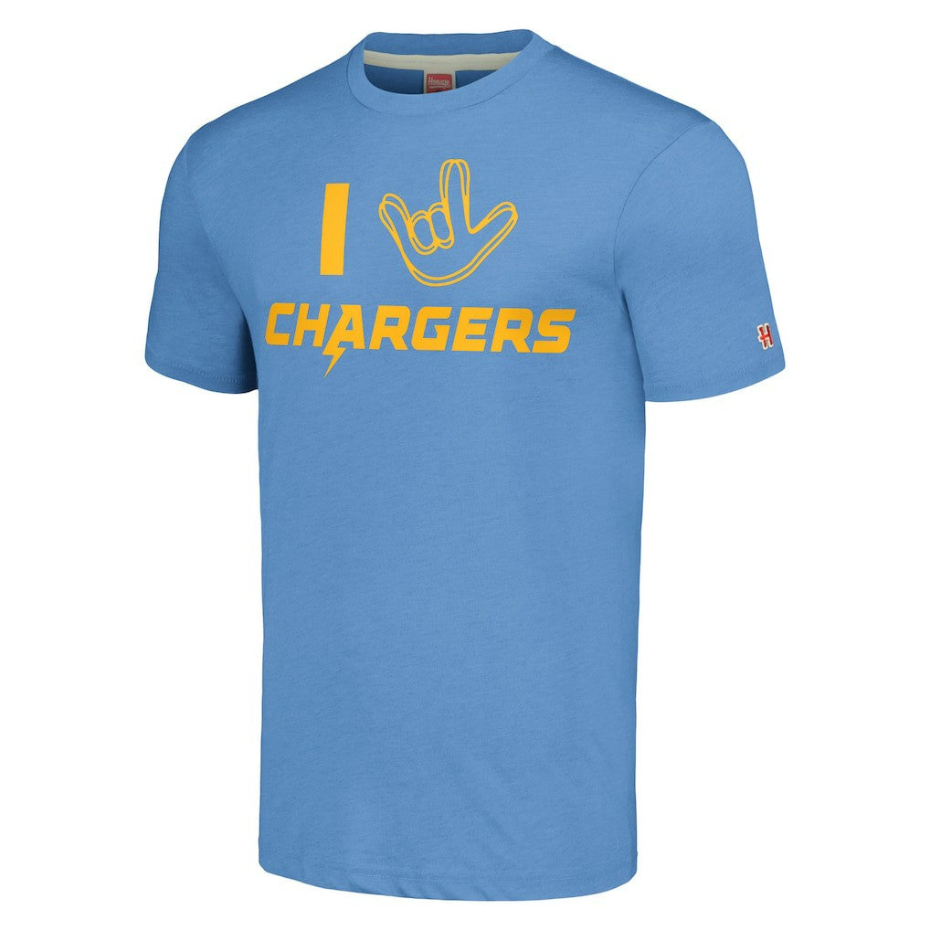 Los Angeles Chargers  Homage Unisex The NFL ASL Collection by Love Sign Tri-Blend T-Shirt
