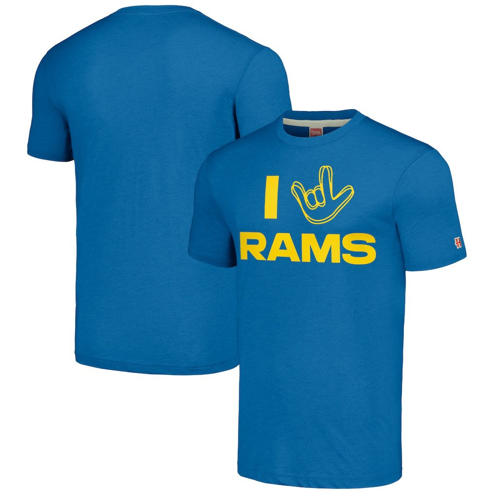 Los Angeles Rams  Homage Unisex The NFL ASL Collection by Love Sign Tri-Blend T-Shirt