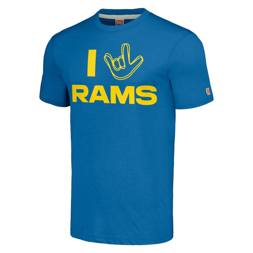 Los Angeles Rams  Homage Unisex The NFL ASL Collection by Love Sign Tri-Blend T-Shirt
