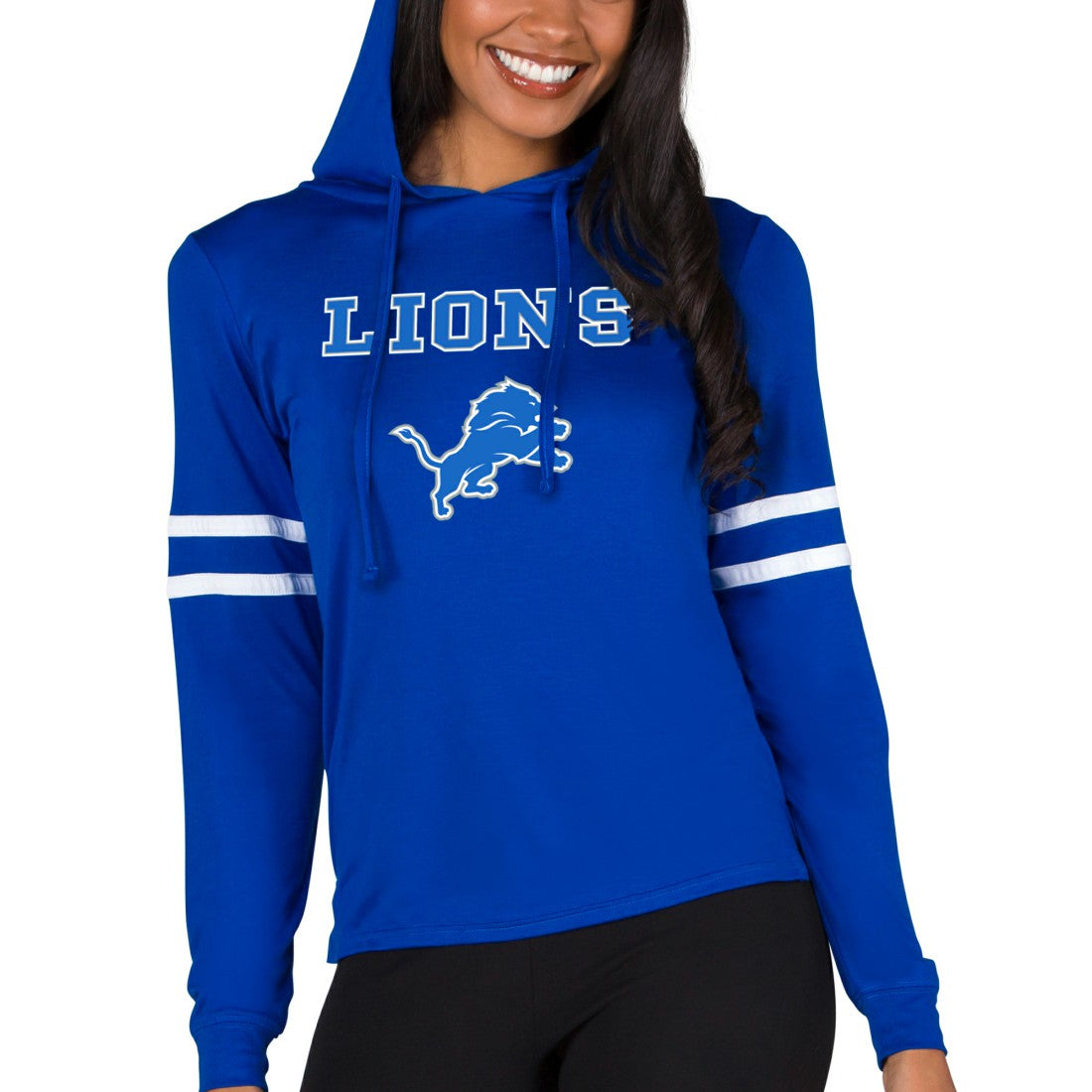 Detroit Lions  Concepts Sport Women's Marathon Lightweight Lounge Pullover Hoodie