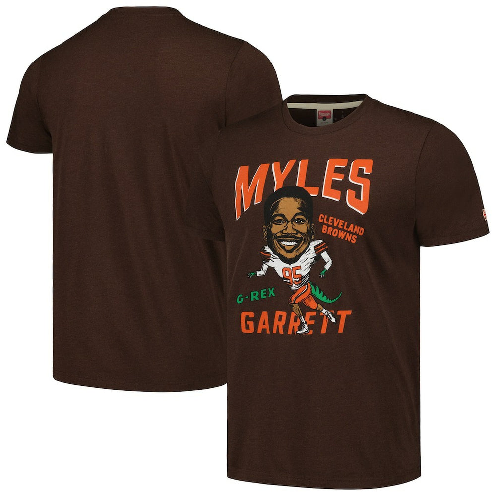 Cleveland Browns  Myles Garrett  Homage Unisex Caricature Player Tri-Blend T-Shirt