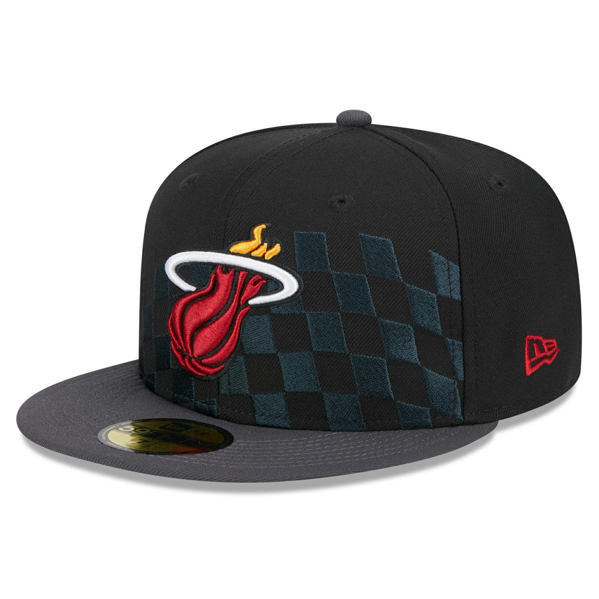 Miami Heat Rally Drive Checkerboard 59FIFTY Crown Fitted Hat Outlet