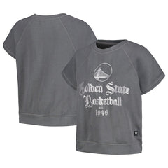 Golden State Warriors The Wild Collective Women's Embroidered Fleece Raglan Short Sleeve Pullover Sweatshirt sale New