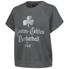 Boston Celtics The Wild Collective Women's Embroidered Fleece Raglan Short Sleeve Pullover Sweatshirt Online