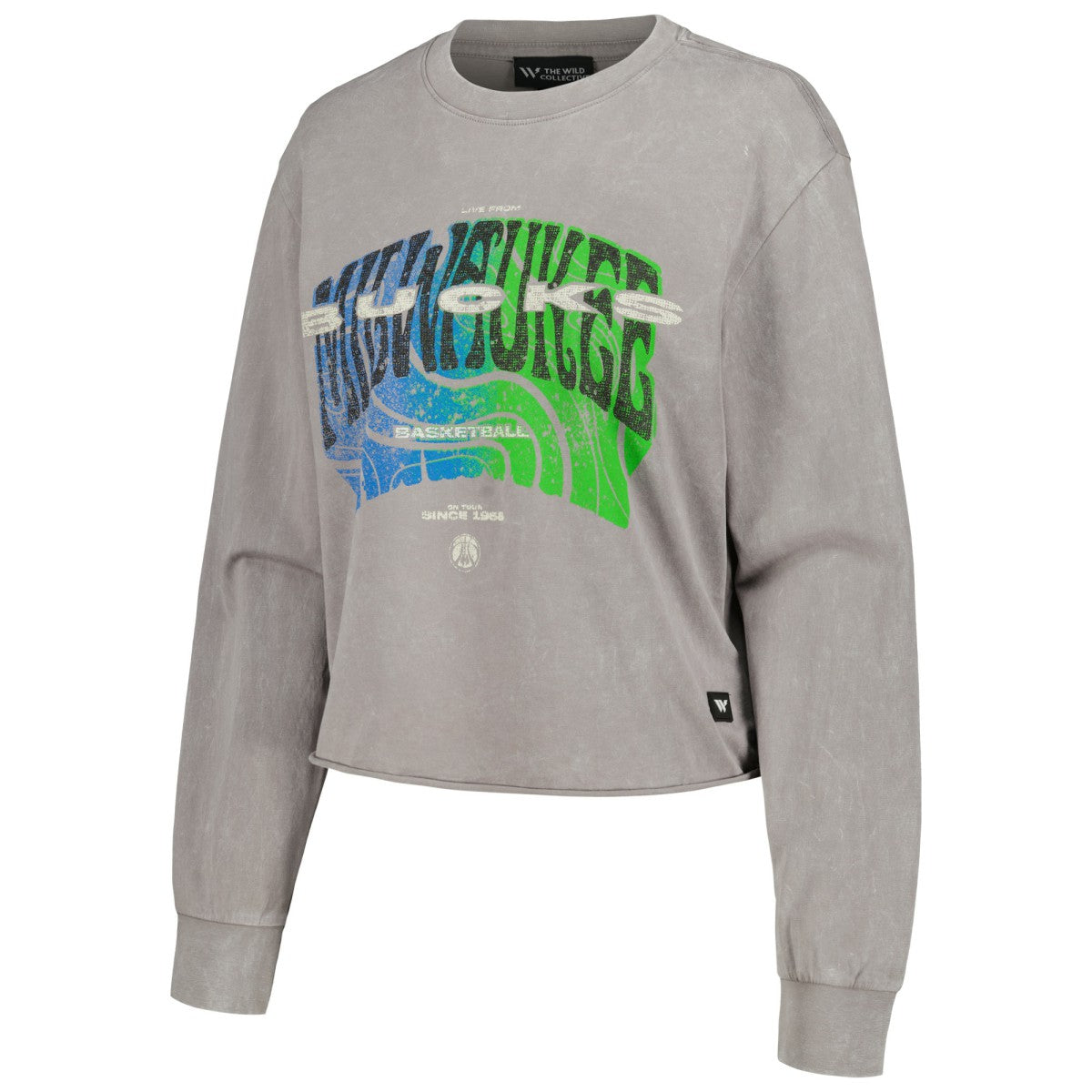 Milwaukee Bucks The Wild Collective Women's Band Cropped Long Sleeve T-Shirt Discount