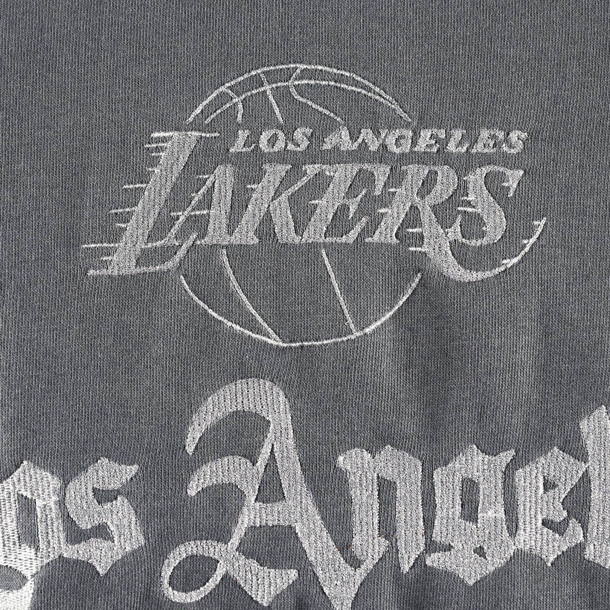 Los Angeles Lakers The Wild Collective Women's Embroidered Fleece Raglan Short Sleeve Pullover Sweatshirt On Sale