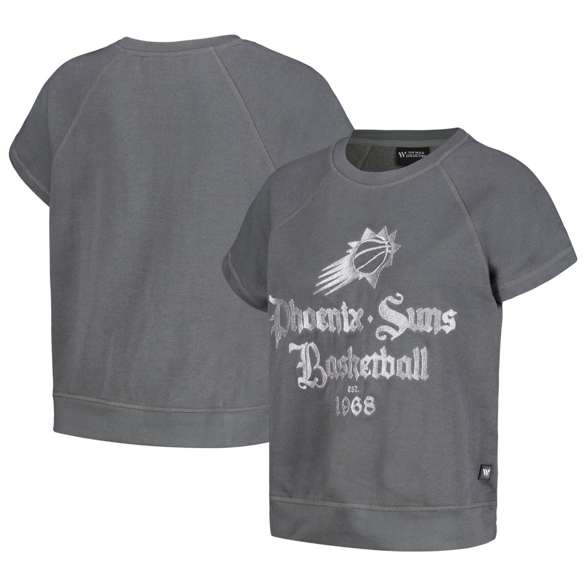 Phoenix Suns The Wild Collective Women's Embroidered Fleece Raglan Short Sleeve Pullover Sweatshirt Outlet