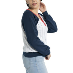 Atlanta Braves Lusso Women's Mack Fleece V-Neck Pullover Top | MLB Sale