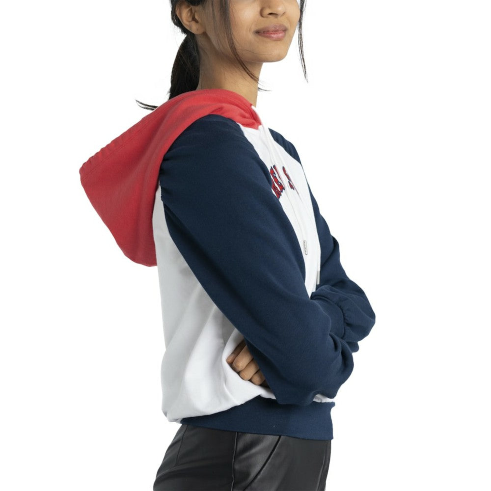 Boston Red Sox Lusso Women's Marlowe Tri-Blend Raglan Pullover Hoodie | MLB Shop