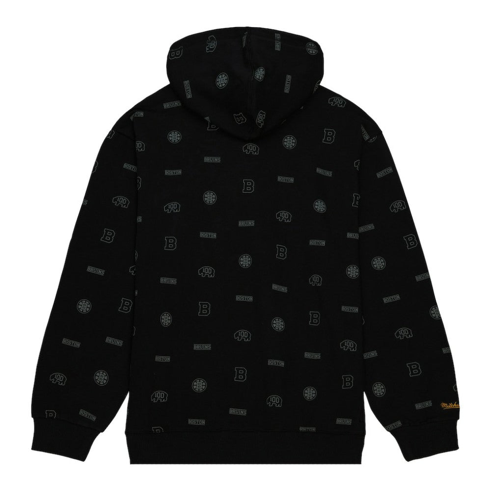 Boston Bruins Mitchell & Ness 100th Anniversary Allover Print Pullover Hoodie For Sale