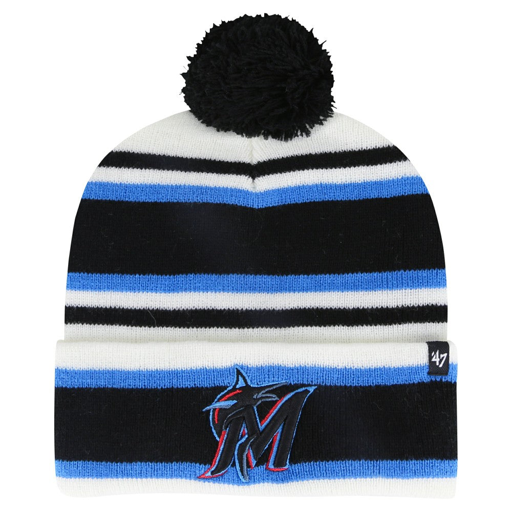 Miami Marlins '47 Youth Stripling Cuffed Knit Hat with Pom | MLB Discount