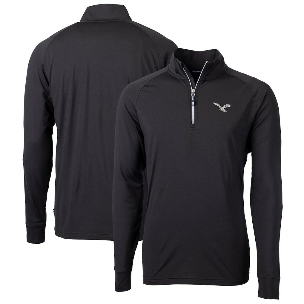 Philadelphia Eagles  Cutter & Buck Gridiron Classics Big & Tall Adapt Eco Knit Stretch Recycled Quarter-Zip Pullover Top