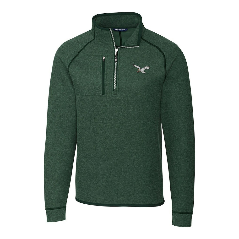 Philadelphia Eagles  Cutter & Buck Gridiron Classics Big & Tall Mainsail Sweater-Knit Half-Zip Pullover Jacket