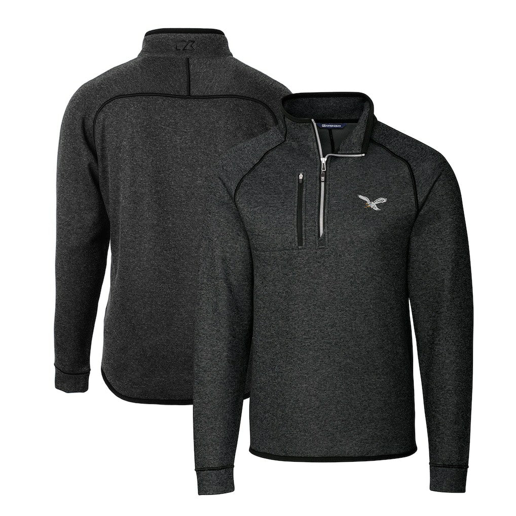 Philadelphia Eagles  Cutter & Buck Gridiron Classics Big & Tall Mainsail Sweater-Knit Half-Zip Pullover Jacket
