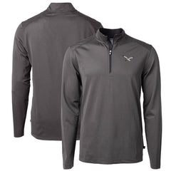 Philadelphia Eagles  Cutter & Buck Gridiron Classics Big & Tall Virtue Eco Pique Micro Stripe Recycled Quarter-Zip Pullover Top