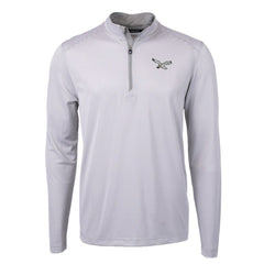 Philadelphia Eagles  Cutter & Buck Gridiron Classics Big & Tall Virtue Eco Pique Micro Stripe Recycled Quarter-Zip Pullover Top