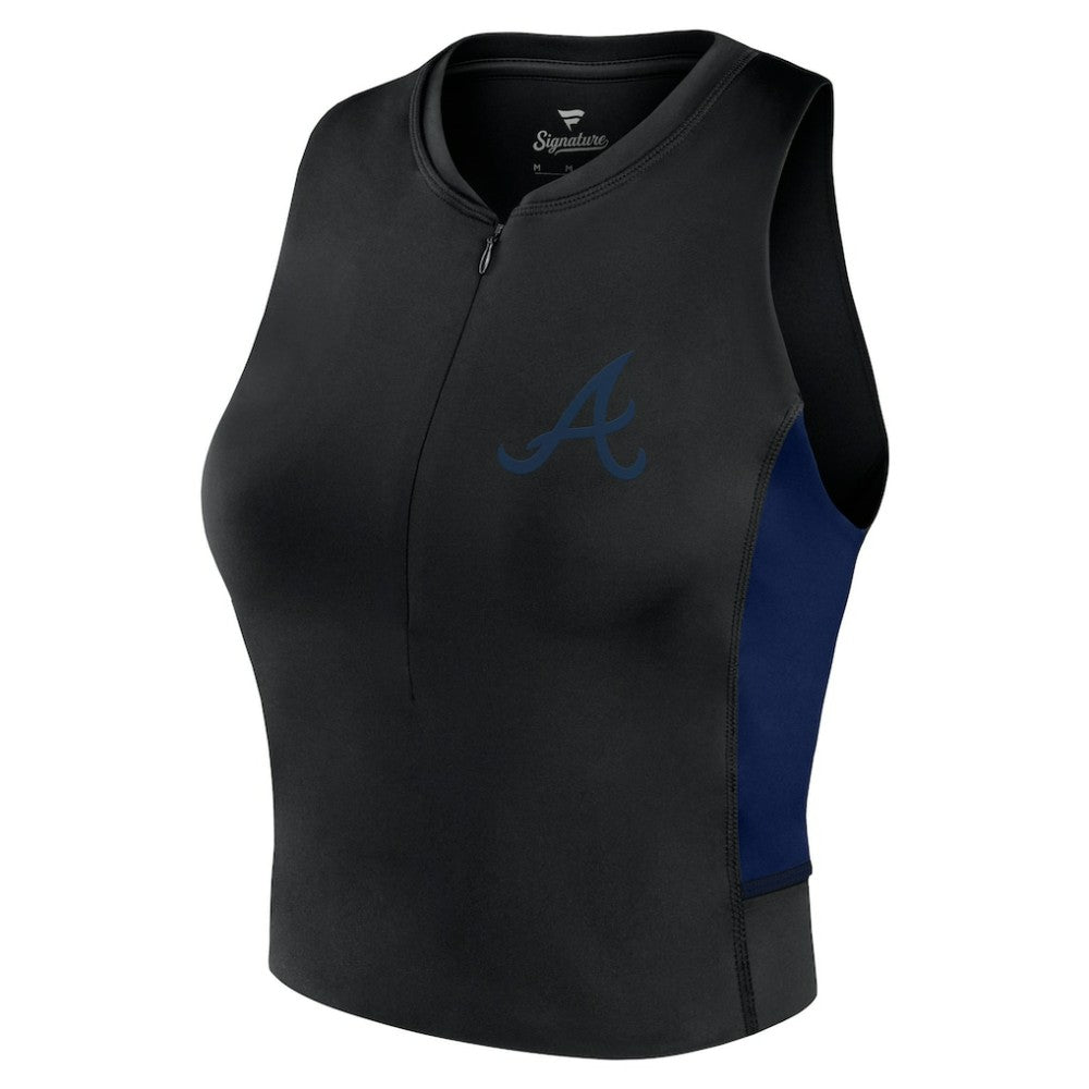 Atlanta Braves Fanatics Women's Studio Half-Zip Fitted Gym Tank Top | MLB Shop