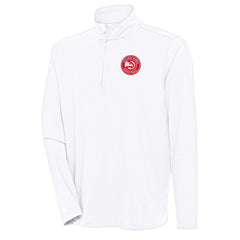 Atlanta Hawks Antigua Hunk Quarter-Zip Pullover Top New