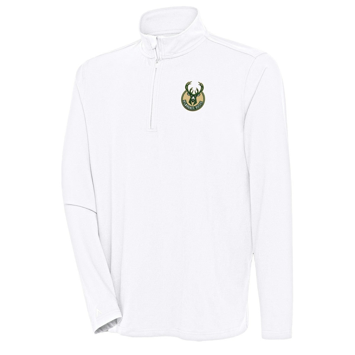Milwaukee Bucks Antigua Hunk Quarter-Zip Pullover Top On Sale