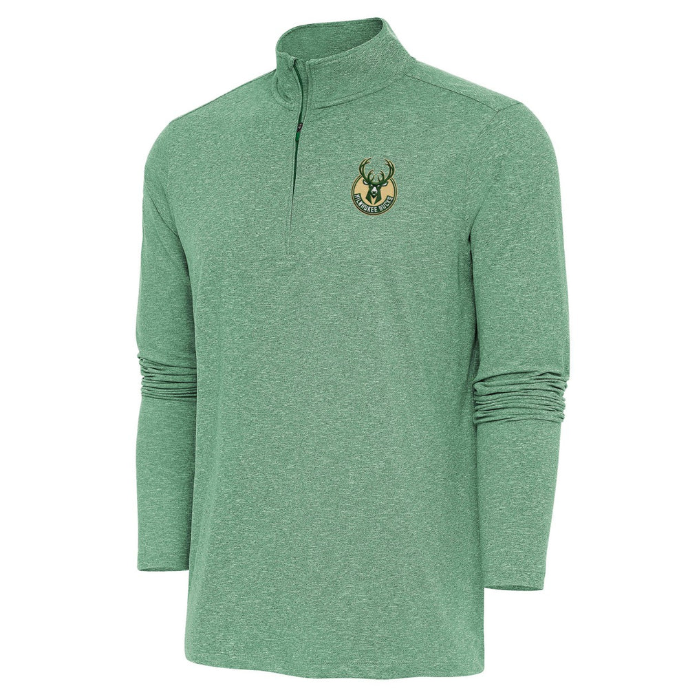 Milwaukee Bucks Antigua Hunk Quarter-Zip Pullover Top For Sale