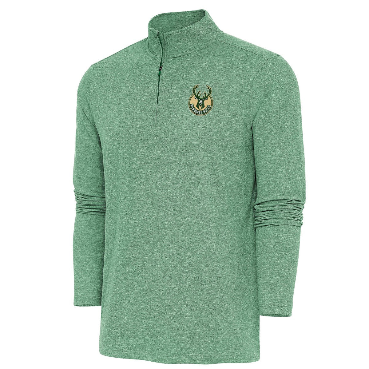 Milwaukee Bucks Antigua Hunk Quarter-Zip Pullover Top For Sale