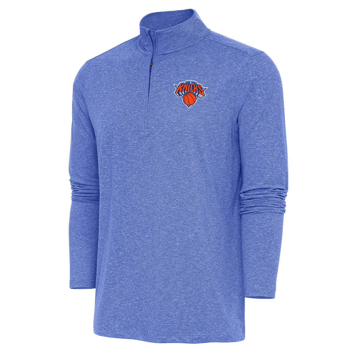 New York Knicks Antigua Hunk Quarter-Zip Pullover Top New