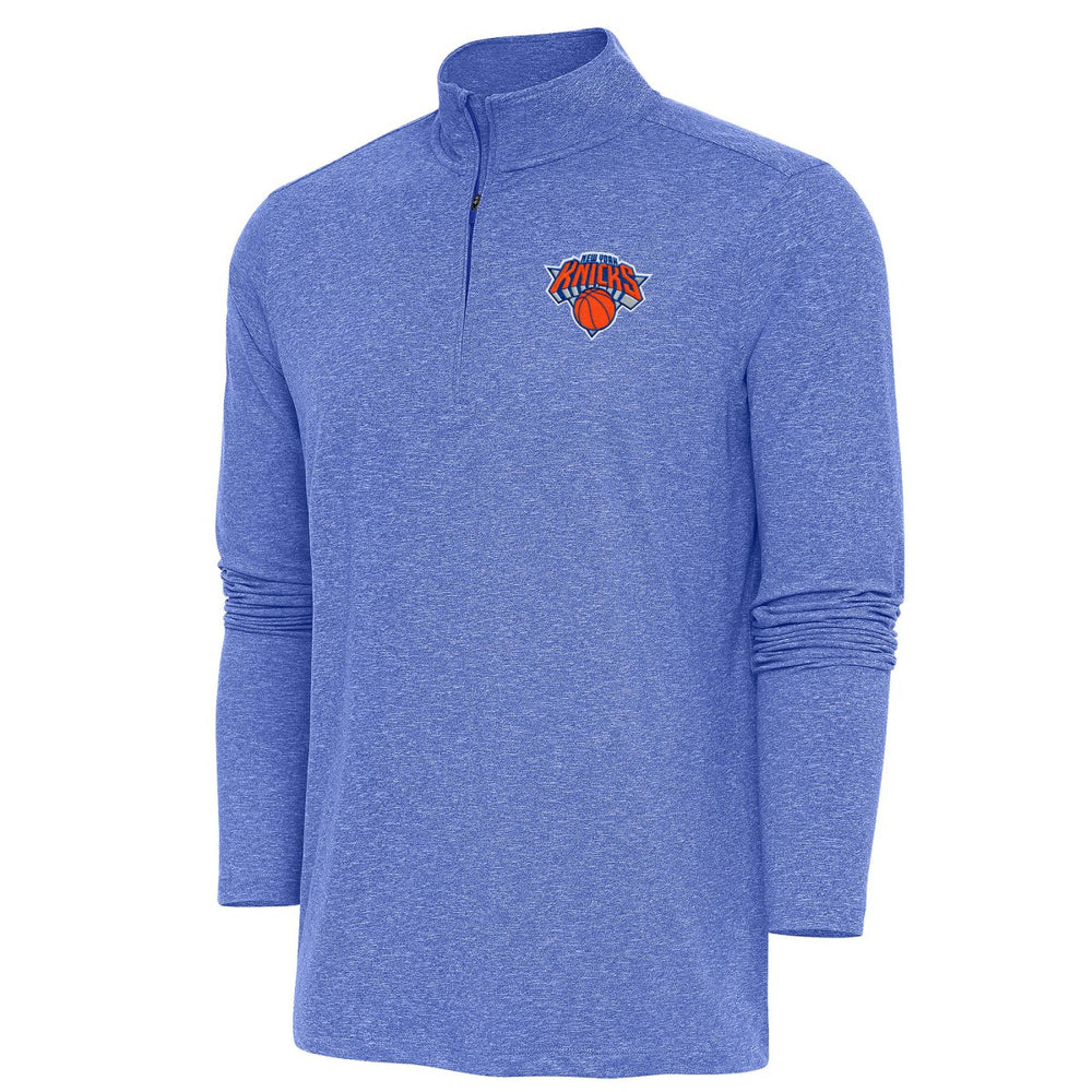 New York Knicks Antigua Hunk Quarter-Zip Pullover Top New