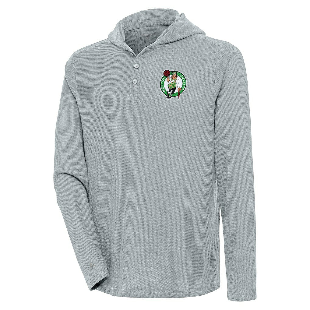 Boston Celtics Antigua Strong Hold Long Sleeve Henley Hoodie T-Shirt Discount