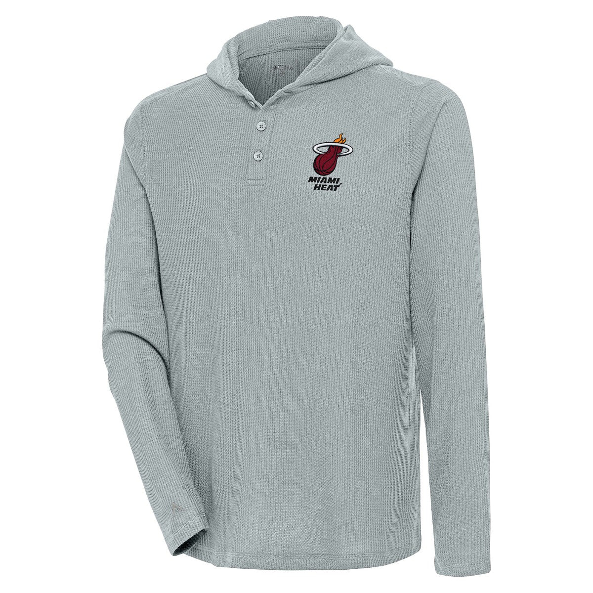 Miami Heat Antigua Strong Hold Long Sleeve Henley Hoodie T-Shirt New