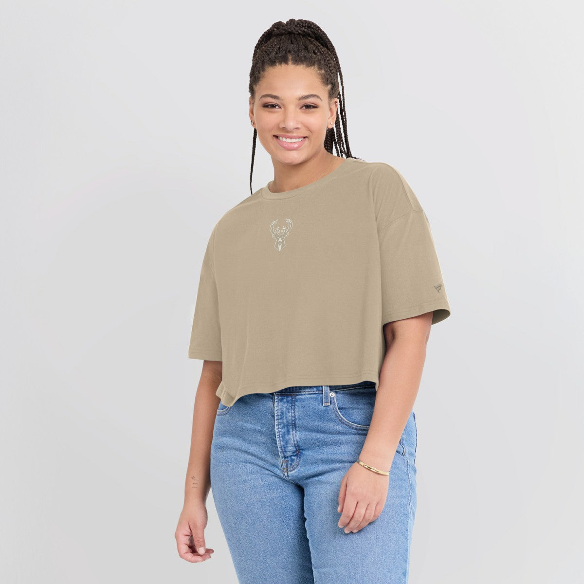 Milwaukee Bucks Women's Elements Super Soft Boxy Cropped T-Shirt On Sale