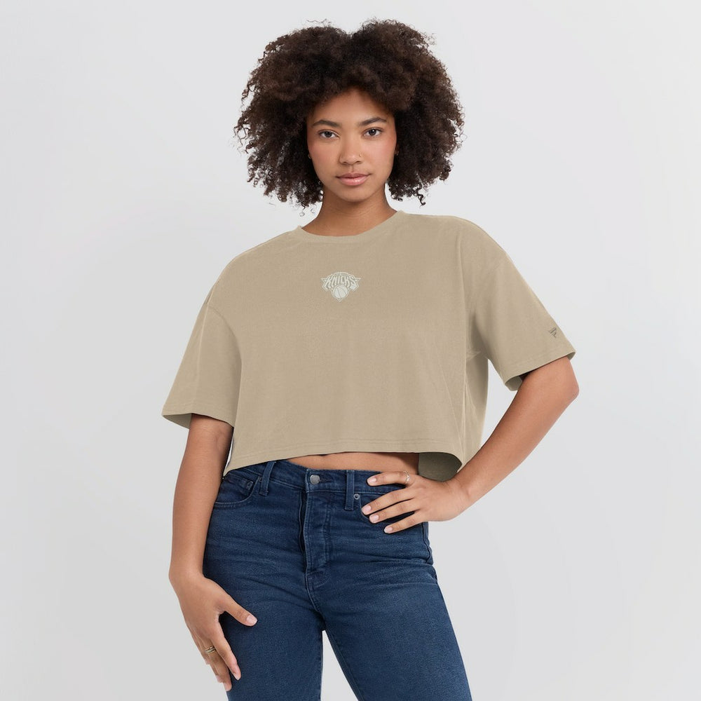 New York Knicks Women's Elements Super Soft Boxy Cropped T-Shirt Discount