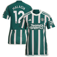 Tyrell Malacia Manchester United Women's 2023/24 Away Replica Player Jersey Green - Adidas