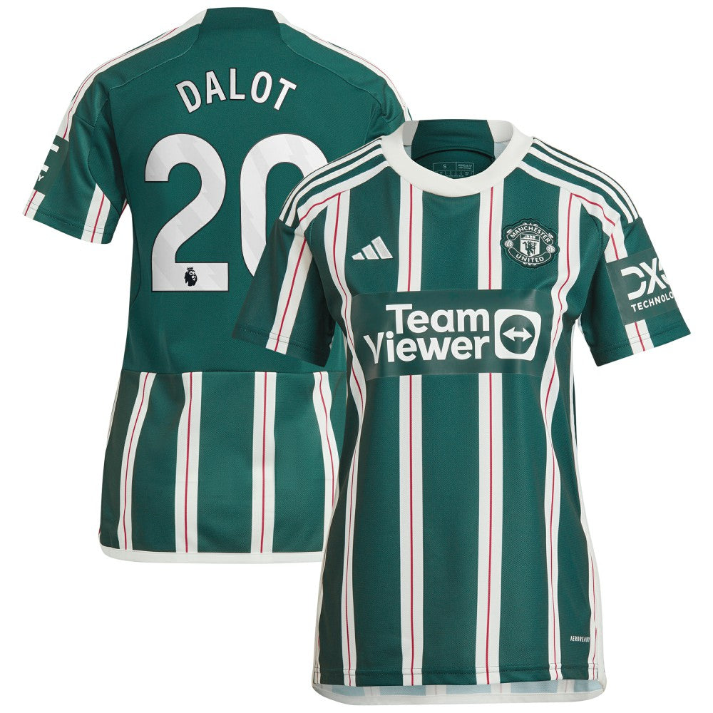 Diogo Dalot Manchester United Women's 2023/24 Away Replica Player Jersey Green - Adidas