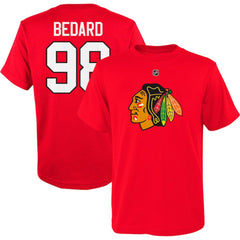Connor Bedard Chicago Blackhawks Youth Player Name & Number T-Shirt On Sale