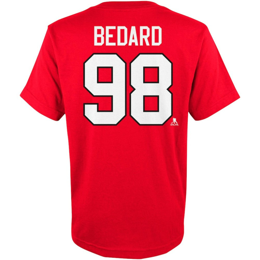 Connor Bedard Chicago Blackhawks Youth Player Name & Number T-Shirt On Sale