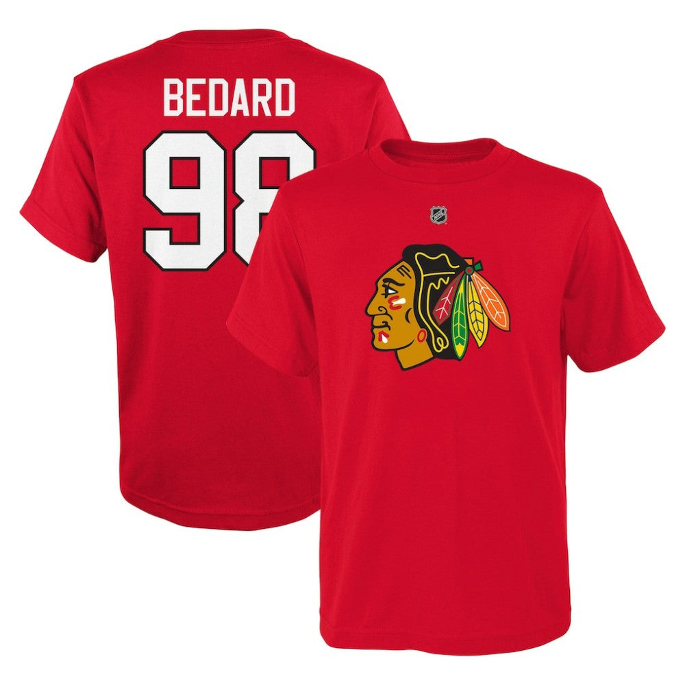 Connor Bedard Chicago Blackhawks Preschool Authentic Stack Name & Number T-Shirt Sale