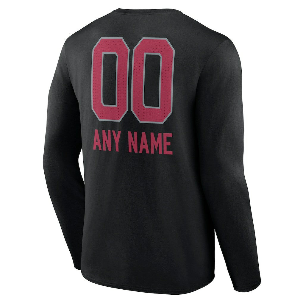 Arizona Cardinals  Personalized Name & Number Team Wordmark Long Sleeve T-Shirt