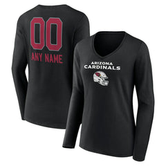 Arizona Cardinals  Women's Personalized Name & Number Team Wordmark Long Sleeve V-Neck T-Shirt