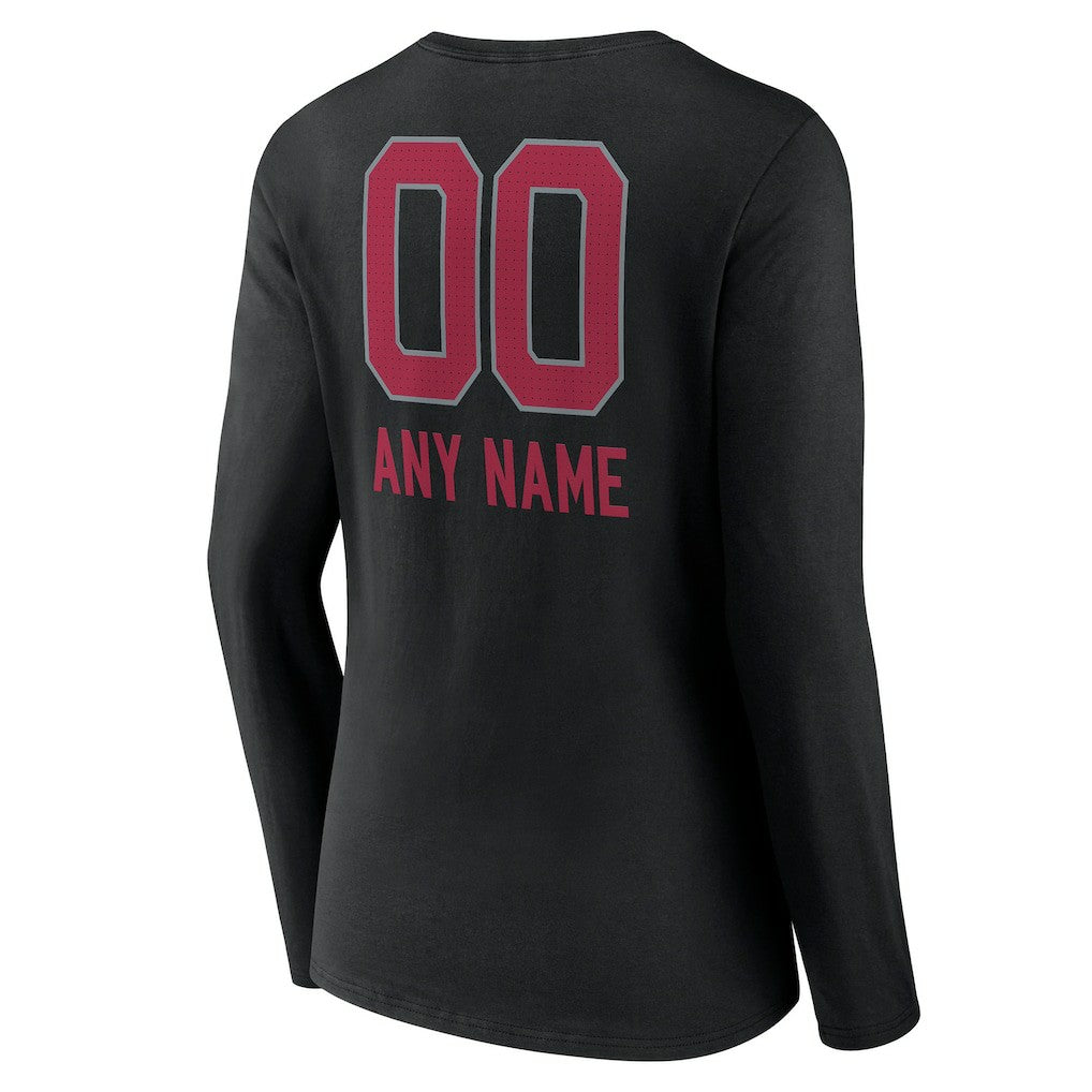 Arizona Cardinals  Women's Personalized Name & Number Team Wordmark Long Sleeve V-Neck T-Shirt