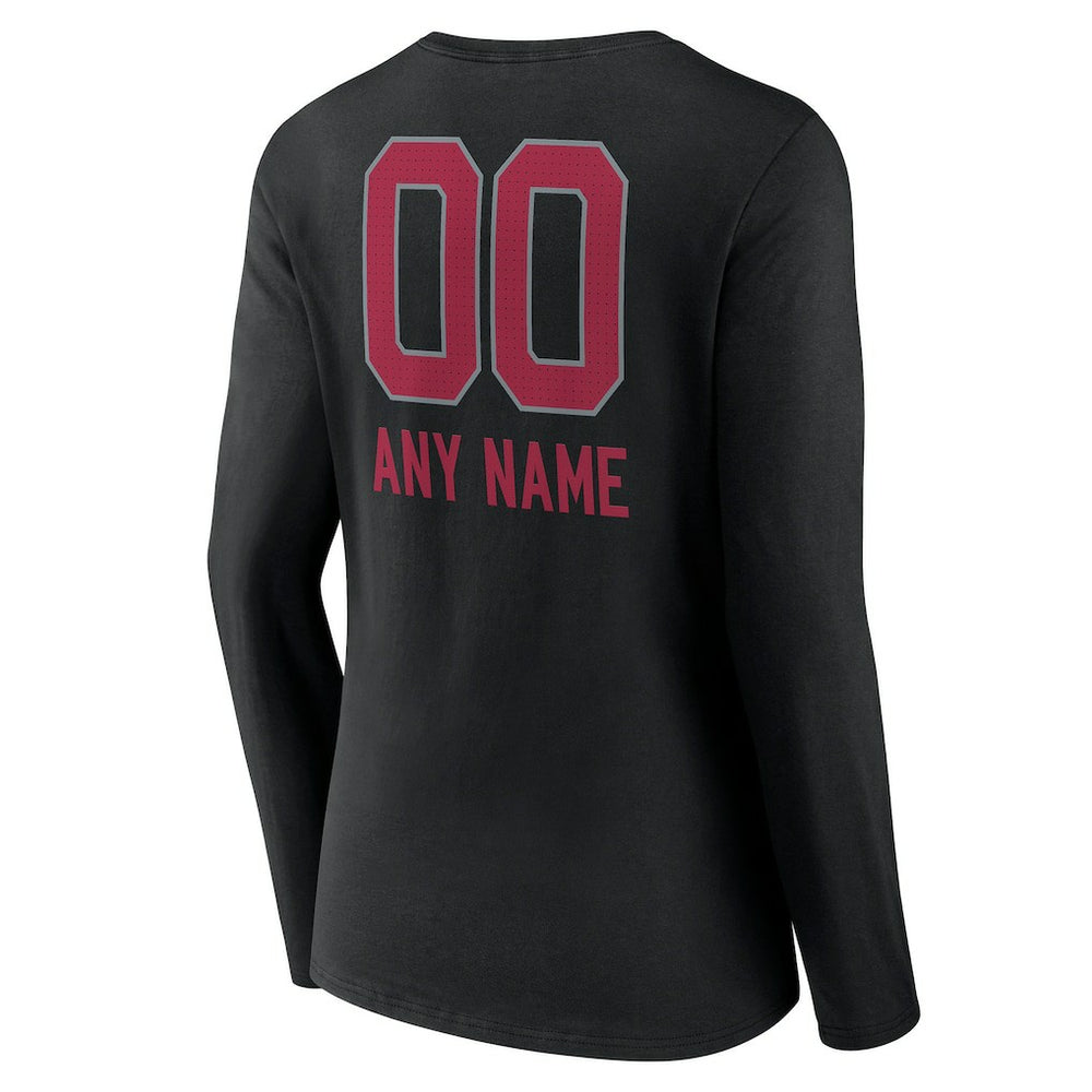 Arizona Cardinals  Women's Personalized Name & Number Team Wordmark Long Sleeve V-Neck T-Shirt