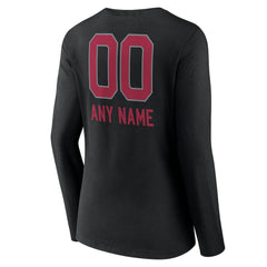 Arizona Cardinals  Women's Personalized Name & Number Team Wordmark Long Sleeve V-Neck T-Shirt