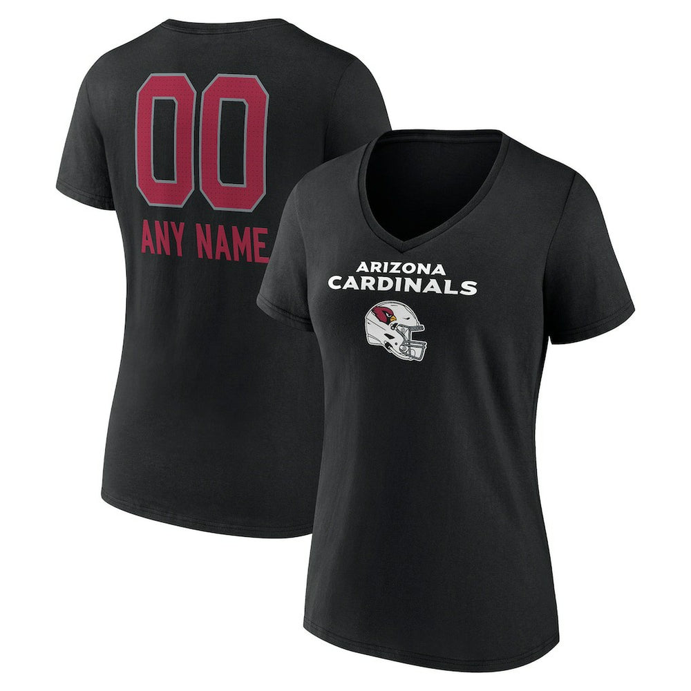 Arizona Cardinals  Women's Personalized Name & Number Team Wordmark V-Neck T-Shirt