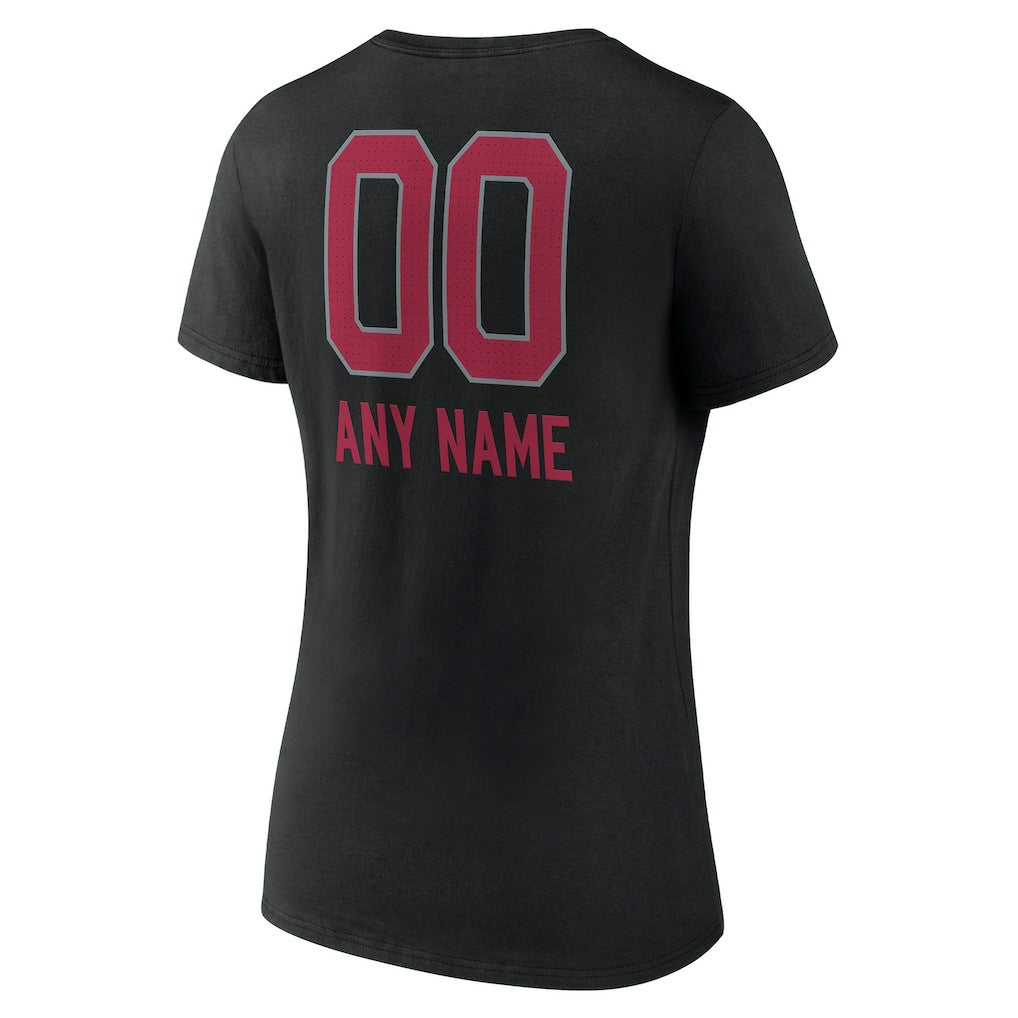 Arizona Cardinals  Women's Personalized Name & Number Team Wordmark V-Neck T-Shirt