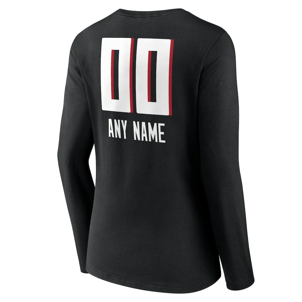 Atlanta Falcons  Women's Personalized Name & Number Team Wordmark Long Sleeve V-Neck T-Shirt