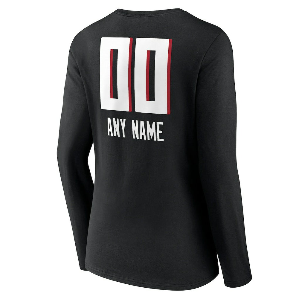 Atlanta Falcons  Women's Personalized Name & Number Team Wordmark Long Sleeve V-Neck T-Shirt