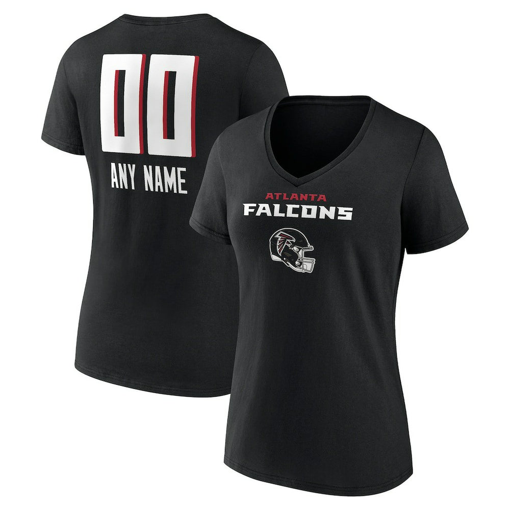 Atlanta Falcons  Women's Personalized Name & Number Team Wordmark V-Neck T-Shirt