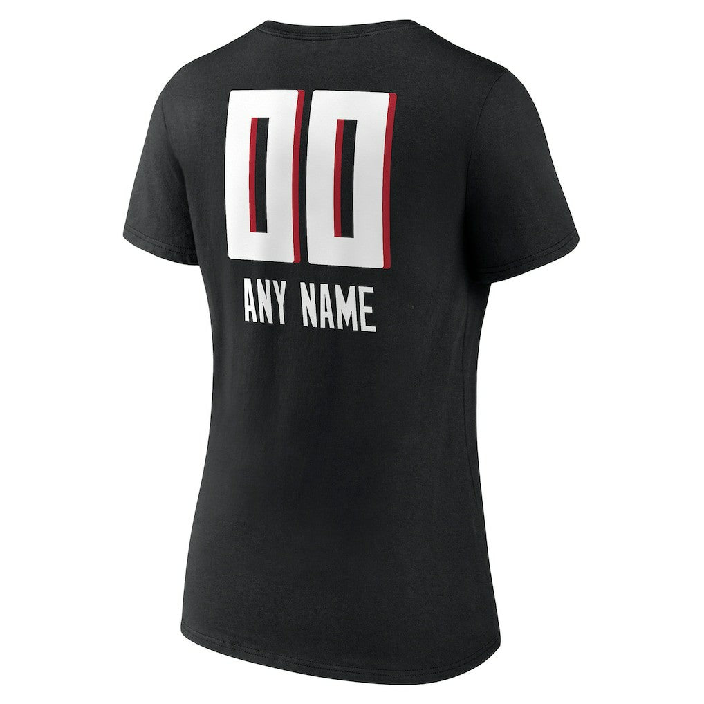 Atlanta Falcons  Women's Personalized Name & Number Team Wordmark V-Neck T-Shirt